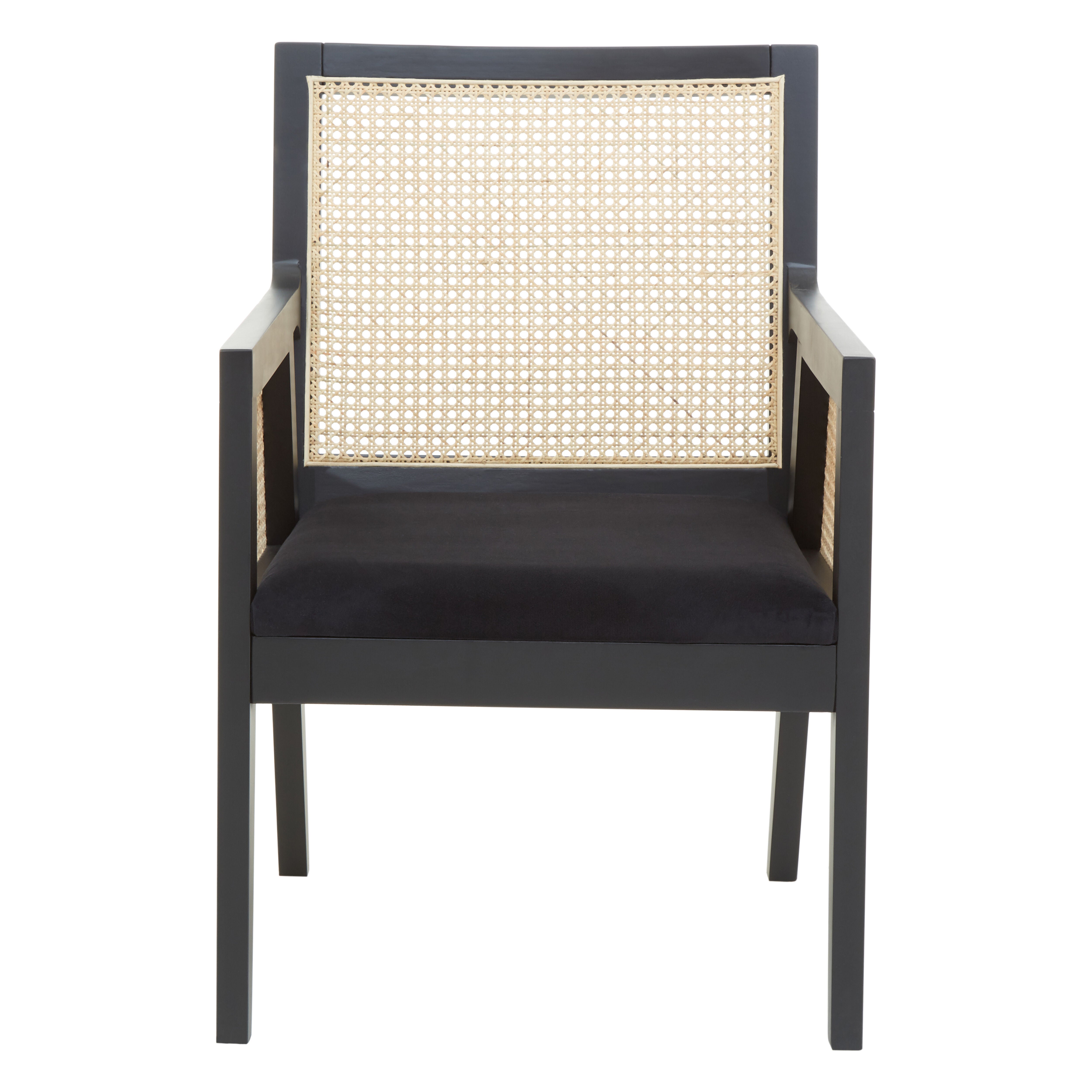 Fargo Black Wood & Cane Rattan Back Armchair